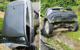 Tránh 2 người 'say rượu', VinFast VF 6 tông gãy cột đường rồi rớt hố: Tình trạng người lái gây bất ngờ