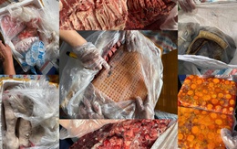 Rùng mình hình ảnh 20 tấn nội tạng bò, gà nấm mốc, bốc mùi hôi thối ém trong container đông lạnh