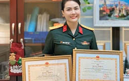 Đại úy, ca sĩ Lương Nguyệt Anh nhận 2 Bằng khen của Bộ Quốc phòng