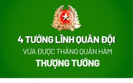Chân dung bốn tướng lĩnh Quân đội vừa được thăng quân hàm Thượng tướng
