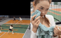 Cận cảnh sao nữ Vbiz bị đồng nghiệp vung vợt pickleball trúng mặt, phản ứng gây sốt!
