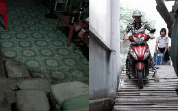 Cảnh tượng lạ trên con đường 93 tỷ đồng ở TP.HCM: Nhà dân lọt thỏm, xe máy phải xuống dốc