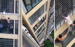 Khoảnh khắc bé gái 3 tuổi mắc kẹt, treo lơ lửng ngoài cửa sổ tầng 12