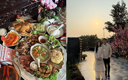 Vợ Thành Chung gây sốt với mâm cỗ cúng ông Công ông Táo chỉn chu đón Tết đầu tiên trong căn biệt thự mới