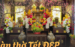 Mùng 1 Tết ngắm ban thờ gia tiên đẹp chấn động: Đúng lễ nghi chuẩn phong thuỷ, cả cõi mạng cùng trầm trồ