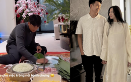 Thành Chung cặm cụi gói bánh chưng trong biệt thự trước ngày ông Công ông Táo