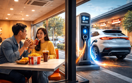 Xăng ngày càng đắt, một doanh nghiệp giúp khách vừa ăn uống, vừa sạc xe điện chỉ mất chưa đến 10 phút