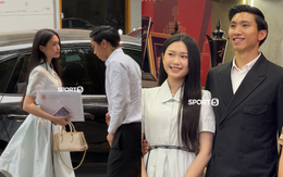 Văn Hậu lái Porsche đưa Doãn Hải My cùng đi gia hạn hợp đồng với CLB CAHN, nàng WAG qua "cam thường" vẫn xinh