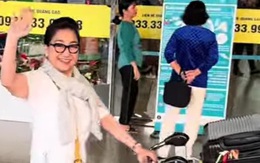 Nữ NSƯT U70 ra sân bay về lại Mỹ, phải tự đẩy hành lý 1 mình