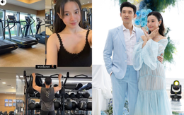 Midu khoe mặt mộc không tì vết khi check in tại phòng gym cùng chồng thiếu gia