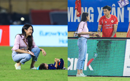 Doãn Hải My gặp cảnh "khó đỡ" khi đưa con trai đi xem Văn Hậu thi đấu nhưng visual xinh chấp góc cam