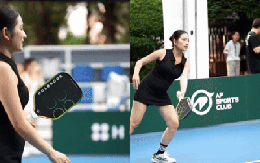 Nữ ca sĩ mang thai đôi hơn 4 tháng, vác bụng bầu vượt mặt đi đánh pickleball gây chú ý
