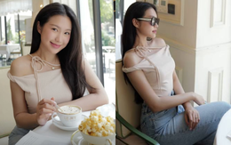 Doãn Hải My "lên đồ" làm tiểu thư sang chảnh, khoe xương quai xanh gợi cảm, khác hẳn lúc làm dâu hiền ở quê Văn Hậu
