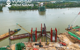 Toàn cảnh công trường cầu dây văng rộng nhất Hải Phòng: Tháp cao bằng tòa nhà 40 tầng, nằm sát vách dự án hơn 2 tỷ USD của Vingroup