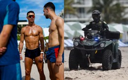 Ronaldo bị an ninh ngăn xuống tắm biển vì sức hút quá khủng khiếp khiến bãi biển đông cứng