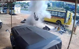 Lốp xe phát nổ như bom, thanh niên 19 tuổi bị hất văng lên không trung: Camera ghi lại khoảnh khắc gây sốc