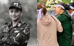 Mẹ Thượng úy Lê Văn Thắng nghẹn ngào khoác quân phục, đeo ba lô con trai trong lễ đưa tang ở Nghệ An