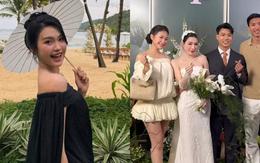 Doãn Hải My lên đồ đi ăn cưới là rõ đẳng cấp Top 10 Hoa hậu Việt Nam, khác hẳn style nhạt nhạt thường ngày