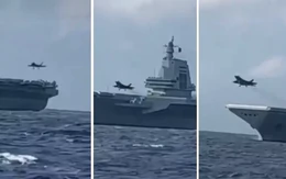 J-35 và J-15T thực hành ‘chạm rồi bay’ trên siêu tàu sân bay hiện đại nhất Trung Quốc