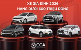 Xe gia đình dưới 600 triệu đồng tại CCA 2026: City là sedan duy nhất đua Top 5 với toàn MPV, CUV
