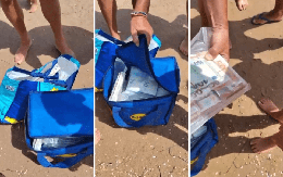 Phát hiện nhiều túi bọc chứa 21 tỷ đồng tiền mặt trôi dạt vào bờ biển