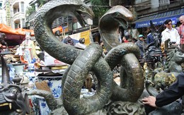Đôi rắn khổng lồ được bày bán giữa đường ở Hà Nội