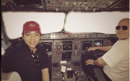 Quang Lê khoe ảnh chụp trong buồng lái máy bay