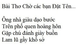 Ngậm ngùi "Bài Thơ Chờ các bạn Đặt Tên"