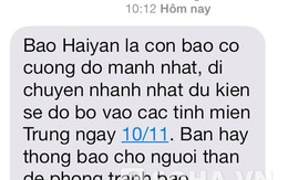 Các nhà mạng liên tục cập nhật cảnh báo siêu bão Haiyan