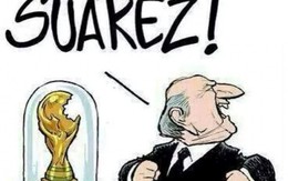 Ảnh chế: Suarez "cắn trộm" cả cúp vàng World Cup