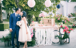 Đám cưới hồng hạc lãng mạn như phim của cặp đôi Hà Thành