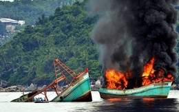 Lần đầu tiên Indonesia đánh chìm tàu cá của Trung Quốc