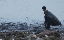 Sau lũ, rác thải ngập bờ biển Quảng Bình