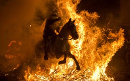 24h qua ảnh: Kỵ sĩ cưỡi ngựa nhảy qua lửa