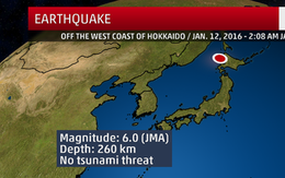 Động đất 6,1 độ Richter ở phía tây Hokkaido Nhật Bản