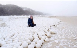 Xuất hiện những quả bóng tuyết tự nhiên kì lạ phủ trắng bờ biển Siberia, đường kính lên tới 1m