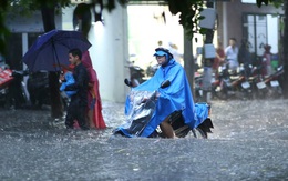 Nhiều tuyến phố Hà Nội "thành sông" sau trận mưa lớn