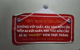 Chùa Ba Vàng nói về tấm bảng "nếu ai vứt giấy, rác vào bồn cầu sẽ bị nghiệp"