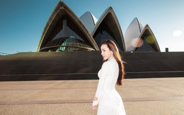 Hoa hậu Hoàng Dung chụp ảnh áo dài tại Úc