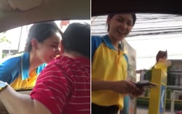 Hành động bất ngờ của nữ nhân viên trạm xăng đối với khách hàng
