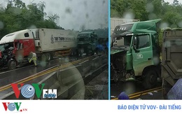 Va chạm xe ben và container, cao tốc Hà Nội - Lào Cai tê liệt