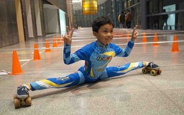 Cậu bé 9 tuổi gây kinh ngạc với kỷ lục về xoạc chân trượt patin