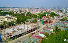 Toàn cảnh tuyến đường sắt Metro Nhổn-Ga Hà Nội đang thi công