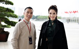 MC Thụy Vân xinh đẹp bên nhà thiết kế Đỗ Trịnh Hoài Nam