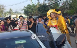 Lâm Khánh Chi diện áo dài vàng nổi bật, hạnh phúc trong ngày lên xe hoa với chú rể kém 8 tuổi