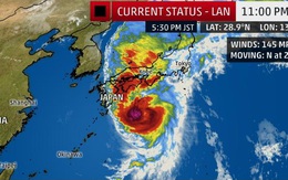 Siêu bão Lan tấn công Nhật Bản, đã có hơn 300 chuyến bay phải huỷ