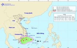 Áp thấp nhiệt đới giật cấp 9 hướng vào bờ, khu vực phía Nam mưa lớn