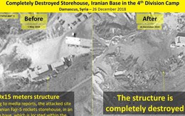 Ảnh vệ tinh mới nhất chứng minh kho tên lửa Iran ở Syria bị Israel đánh phá tan tành