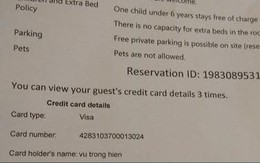 Booking.com thừa nhận chuyển toàn bộ thông tin thẻ tín dụng cho khách sạn