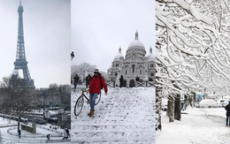 Chỉ sau một đêm, tuyết nhấn chìm Paris vào một màu trắng mộng mơ dày tới gần 18cm khiến nhiều người ngỡ ngàng
